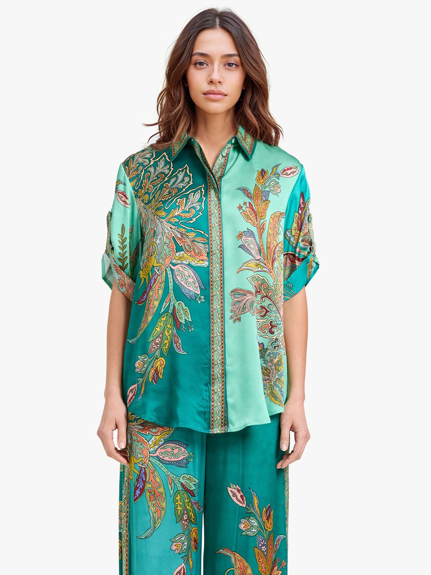 Emerald Luxe Oversized Shirt Takım