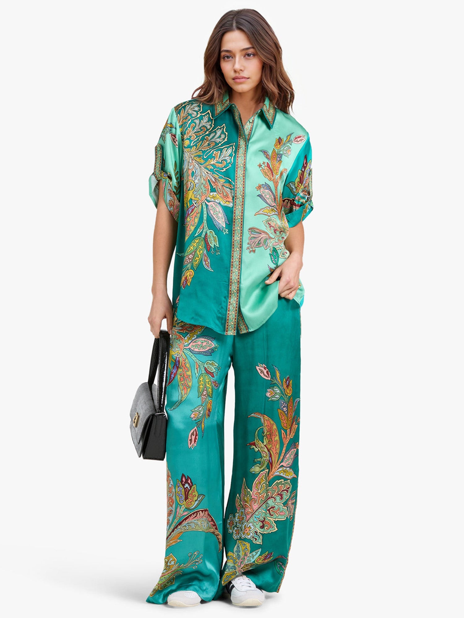 Emerald Luxe Oversized Shirt Takım
