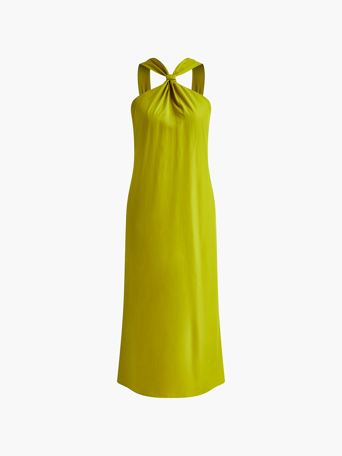 Cross Halter Yırtmaçlı Uzun Elbise
