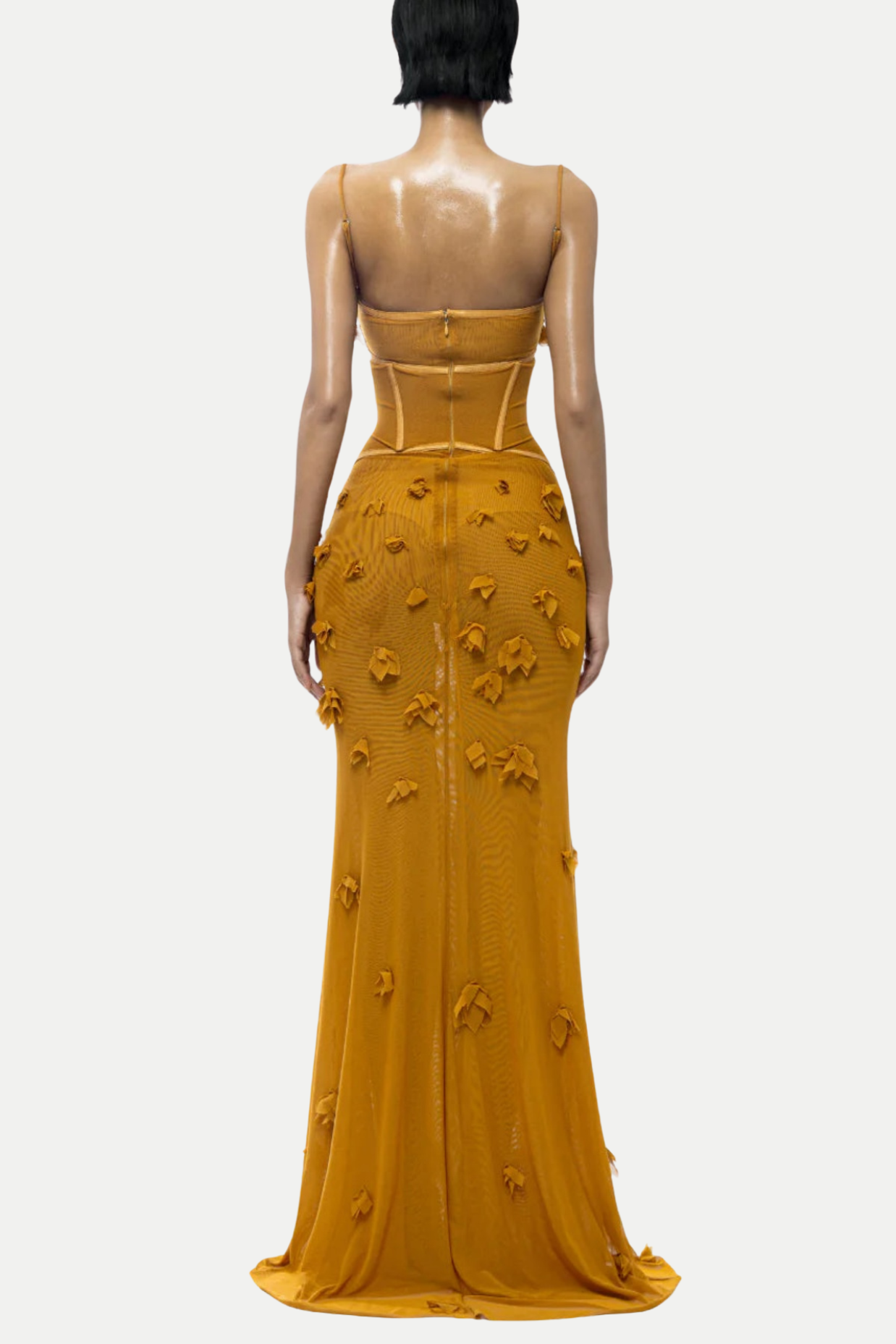 Caelia Floral Korseli Tül Maxi Elbise