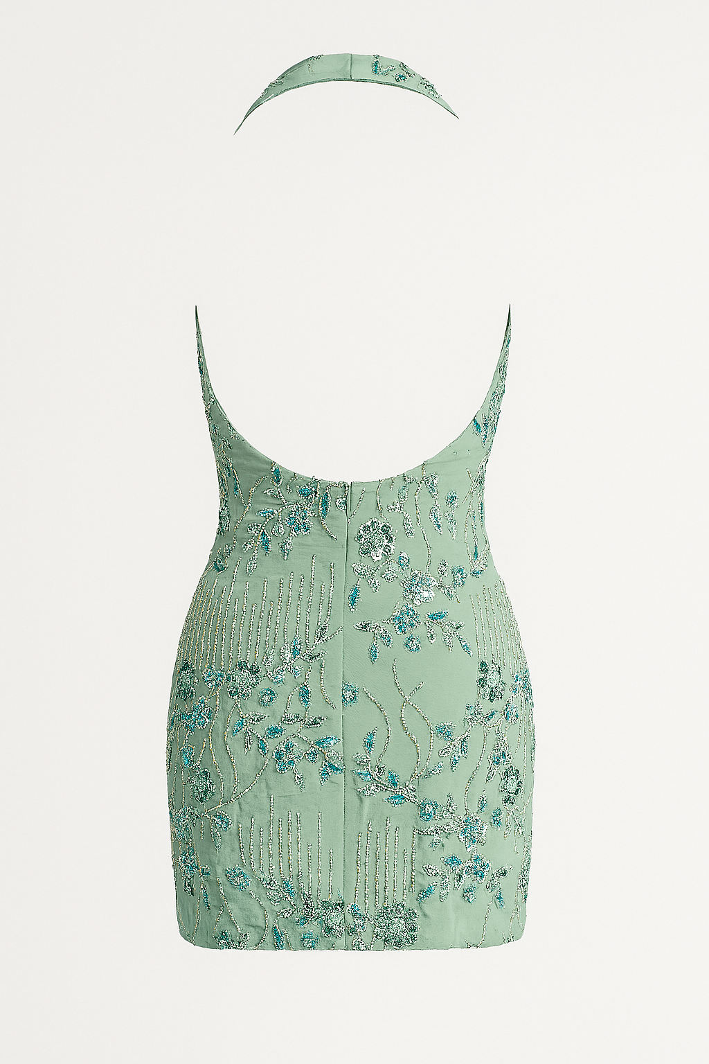 Pul İşlemeli Cowl Yaka Mini Elbise