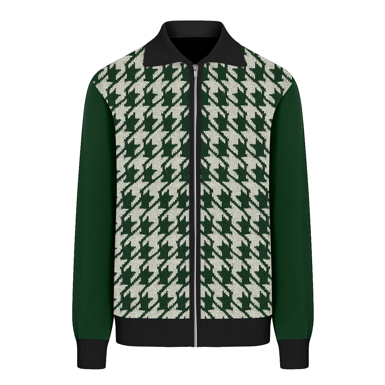 Vintage yeşil vintage jakarlı örgü hırka