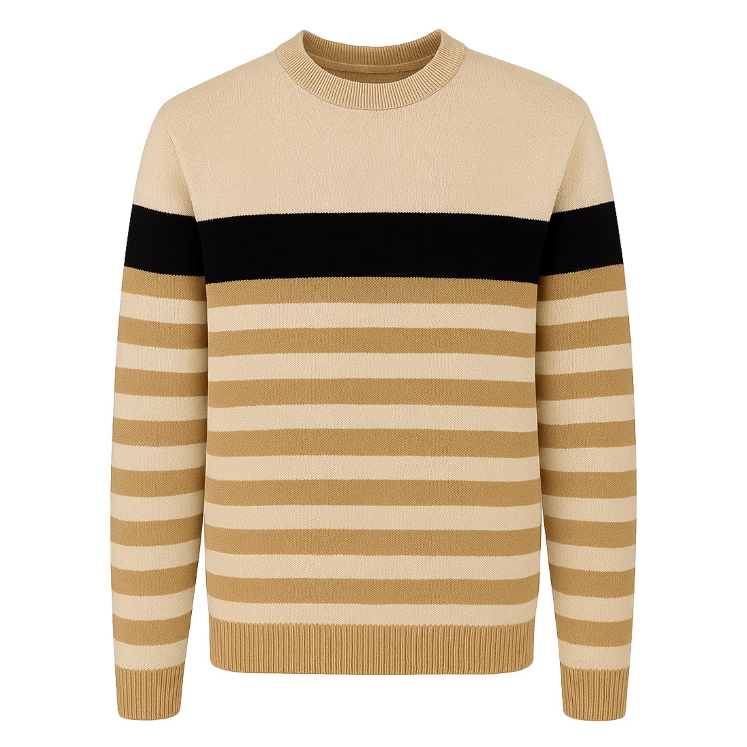 Haki Moda Çizgili Vintage Sokak Jakarlı Triko