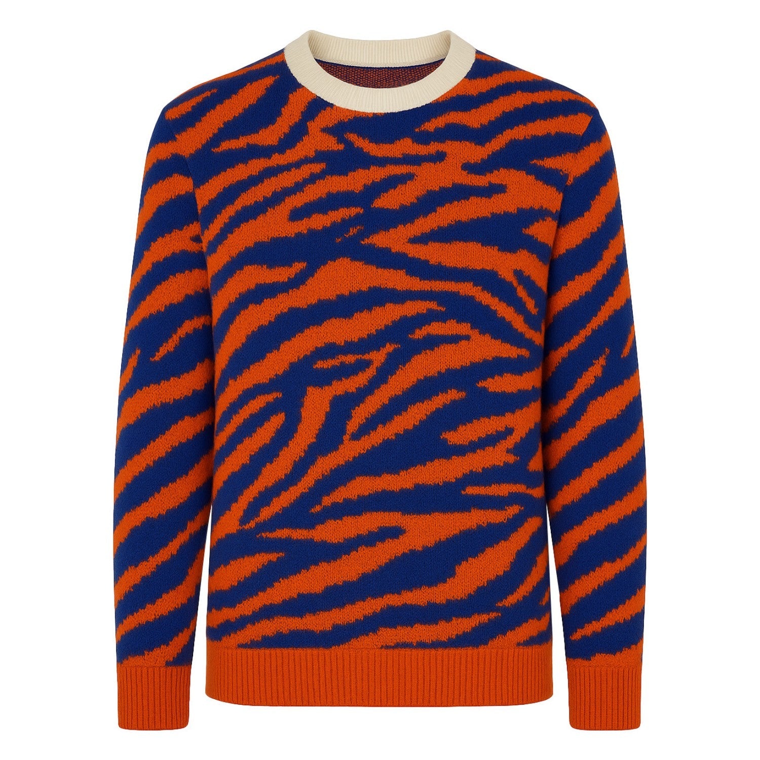 Turuncu desenli sanatsal moda jakarlı triko