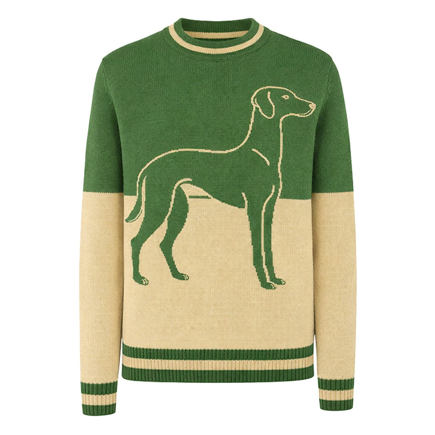 Yeşil Köpek klasik vintage jakarlı triko