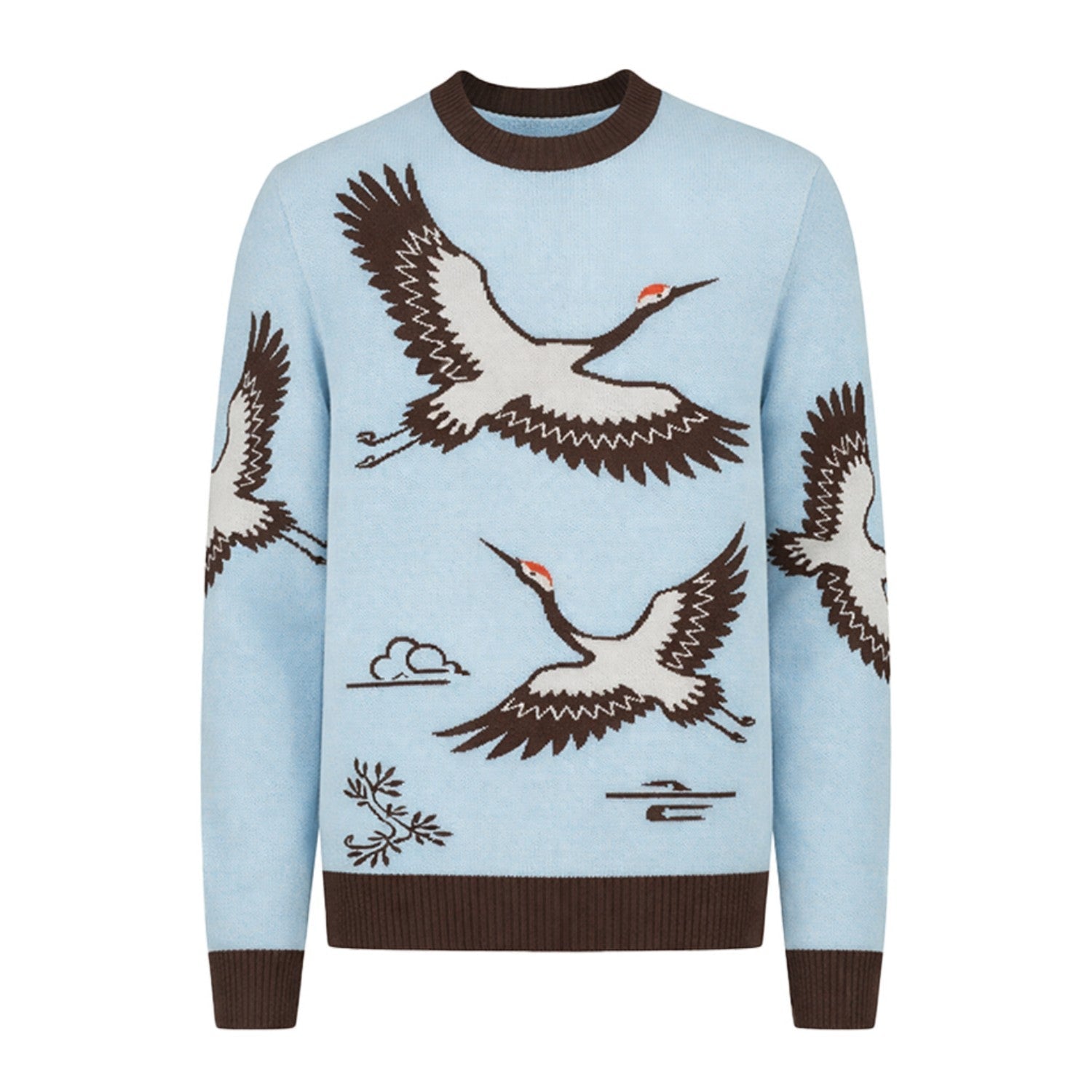 Mavi Kuş Klasik Retro Sanat Jakarlı Triko