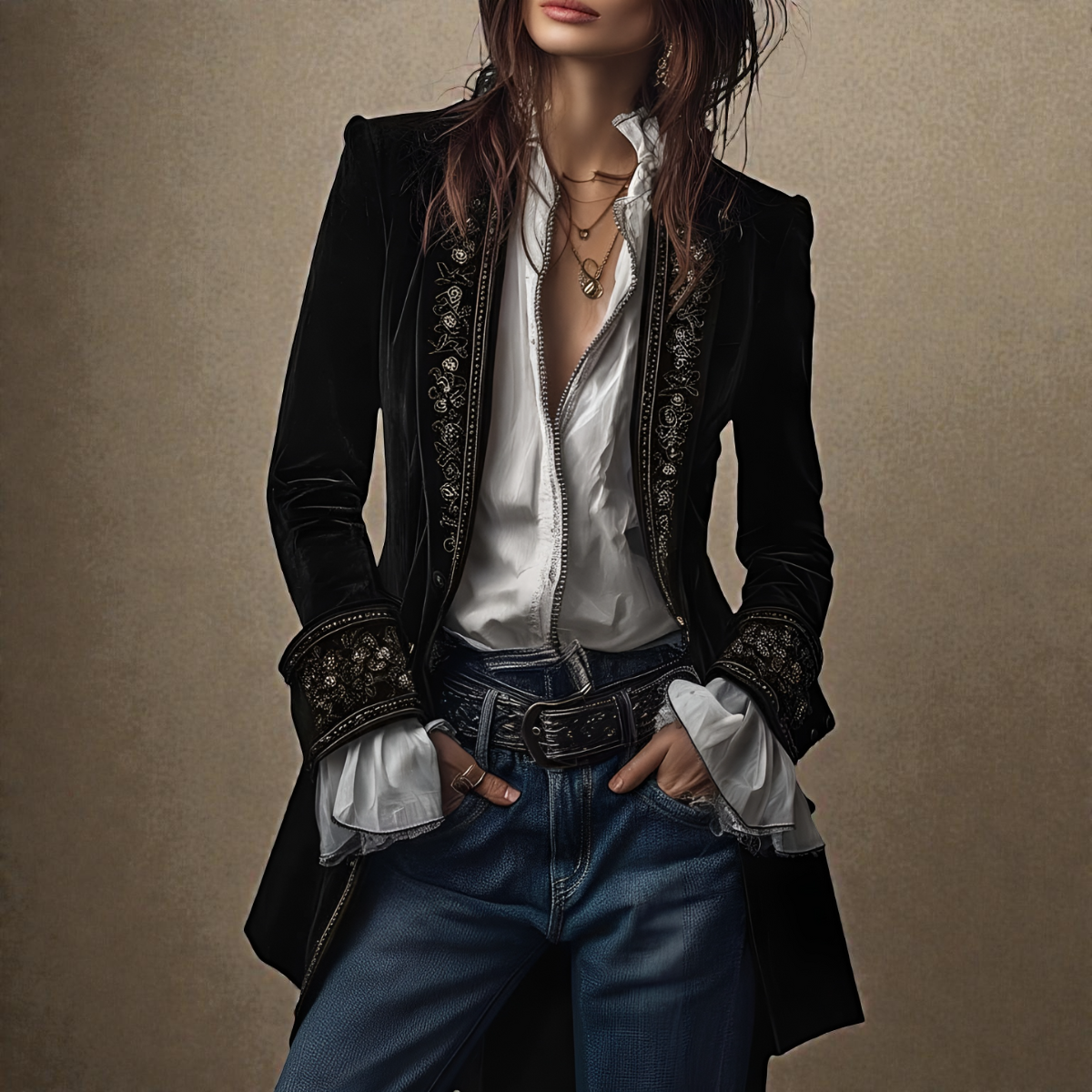 Lüks Kadife Dokulu Ceket