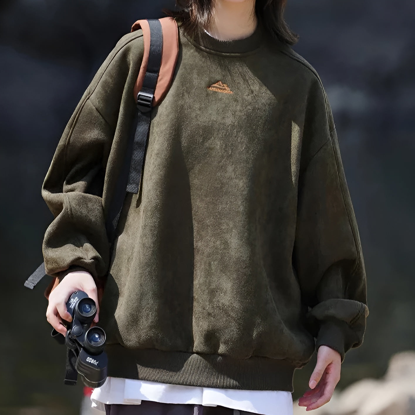 Suede Dokulu Retro Sweatshirt