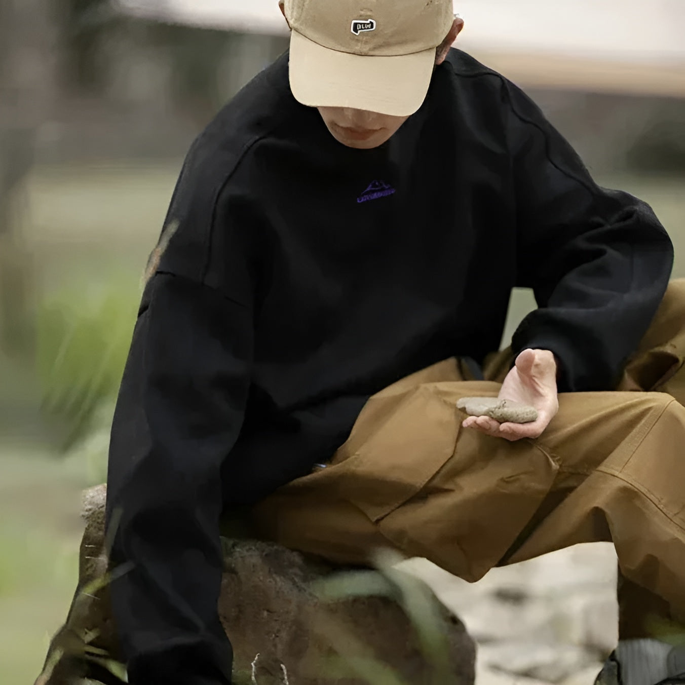 Suede Dokulu Retro Sweatshirt
