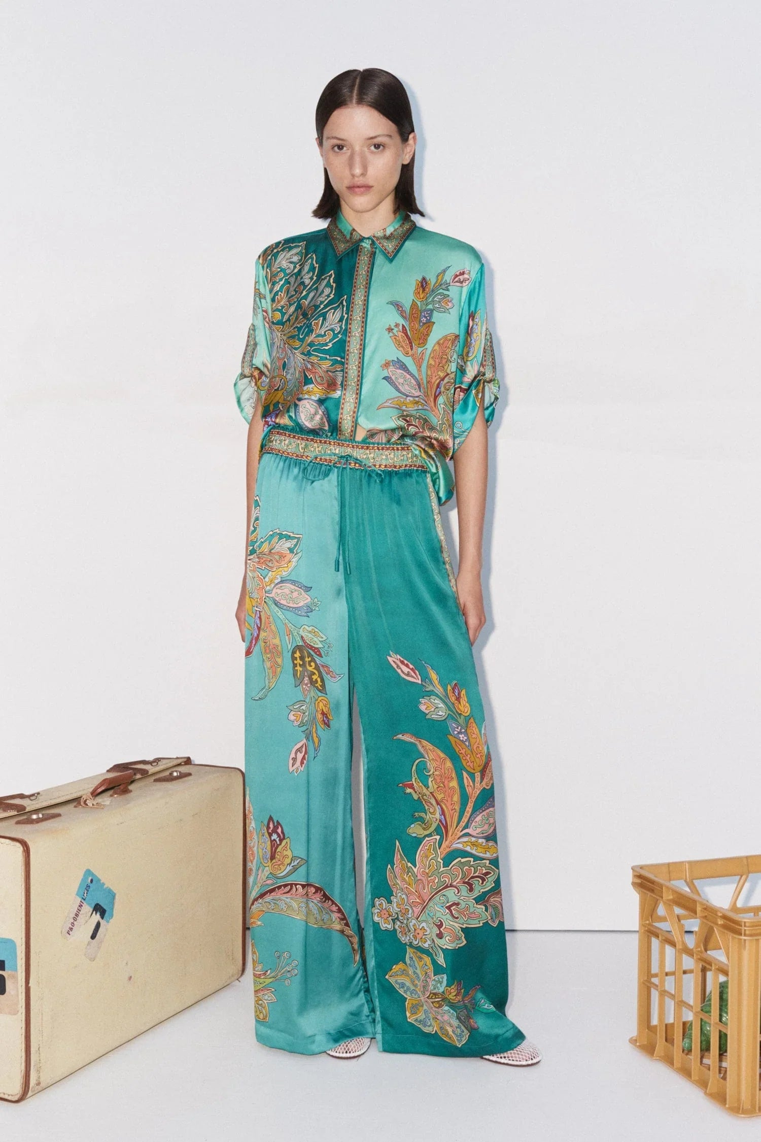 Emerald Luxe Oversized Shirt Takım