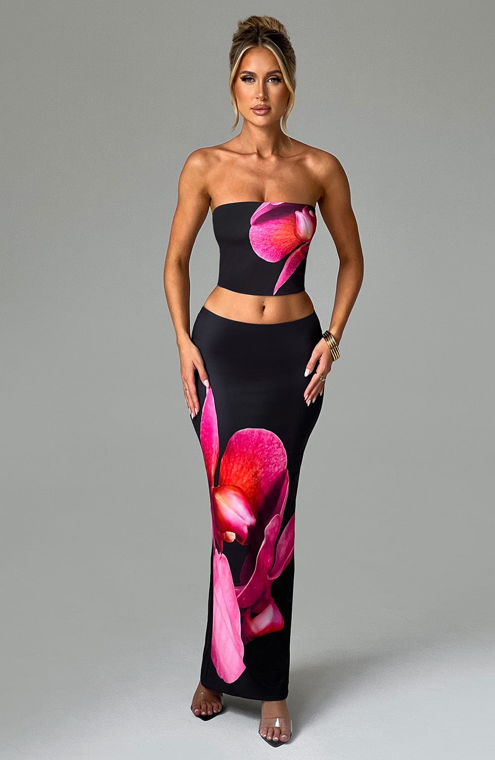 Allegra Straplez Büstiyer – Siyah Floral