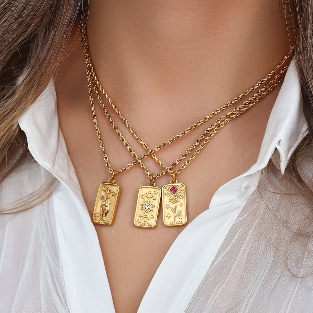Classic Tarot Necklace Classic Tarot Necklace - The Lovers - The Sun - The Stars Necklaces Higherchakra
