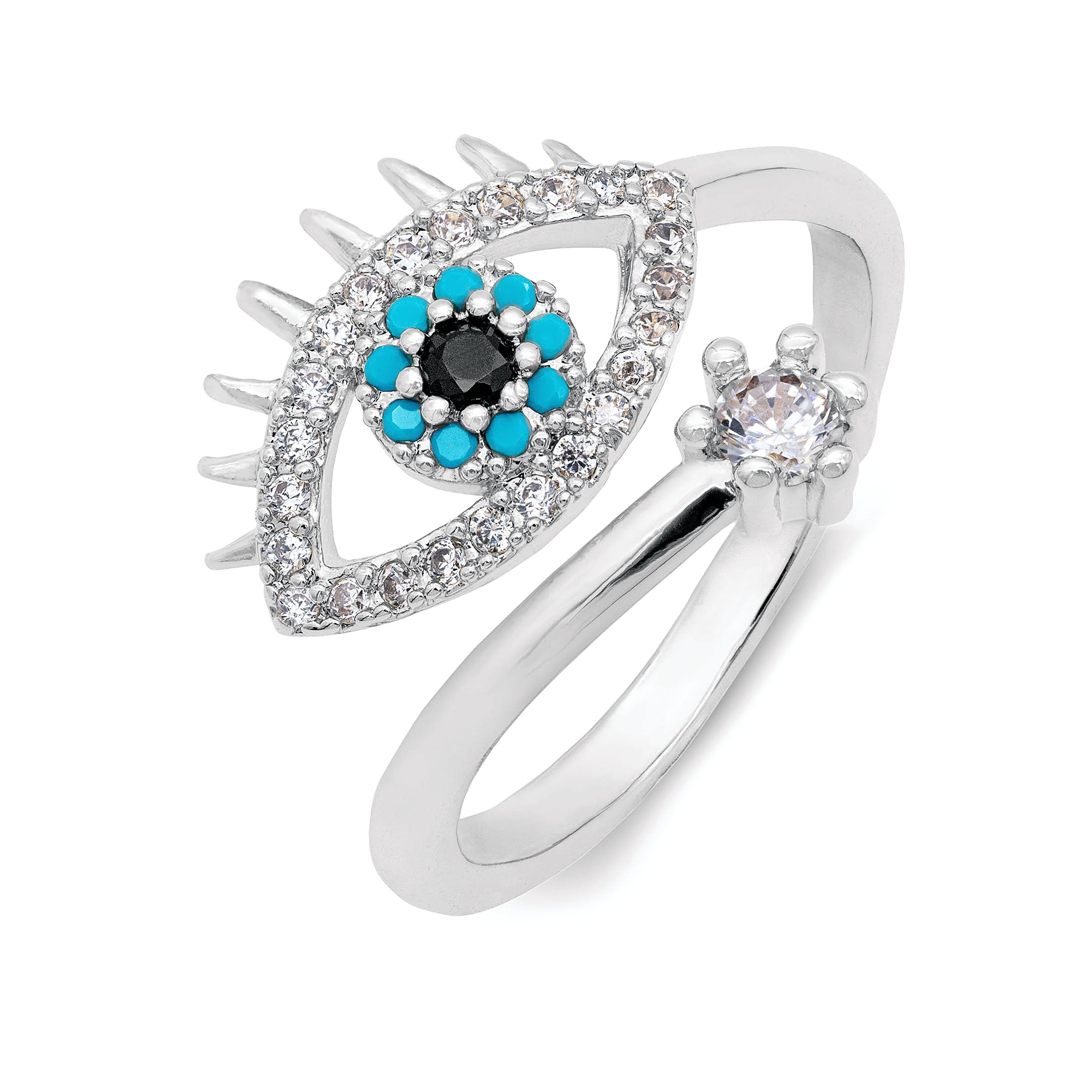 Evil Eye Protection Ring Sterling Silver / Adjustable (Size US 5 - US 13) Evil Eye Protection Ring - Nazar - Rings Higherchakra