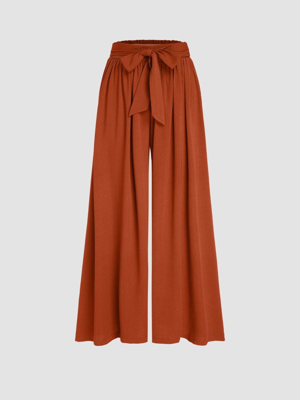 Yüksek Bel Fiyonklu Büzgülü Geniş Paça Pantolon