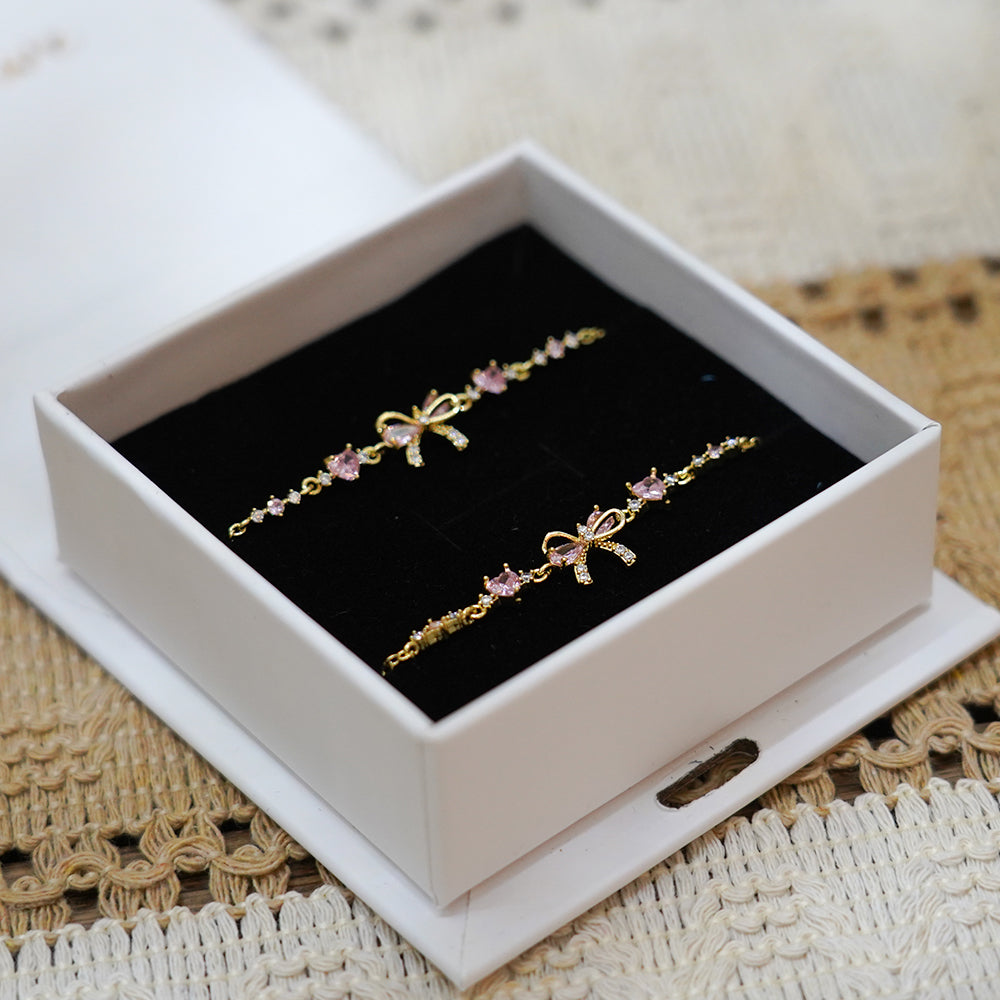 Zarif Pembe Taşlı  Fiyonk Bakır Bileklik