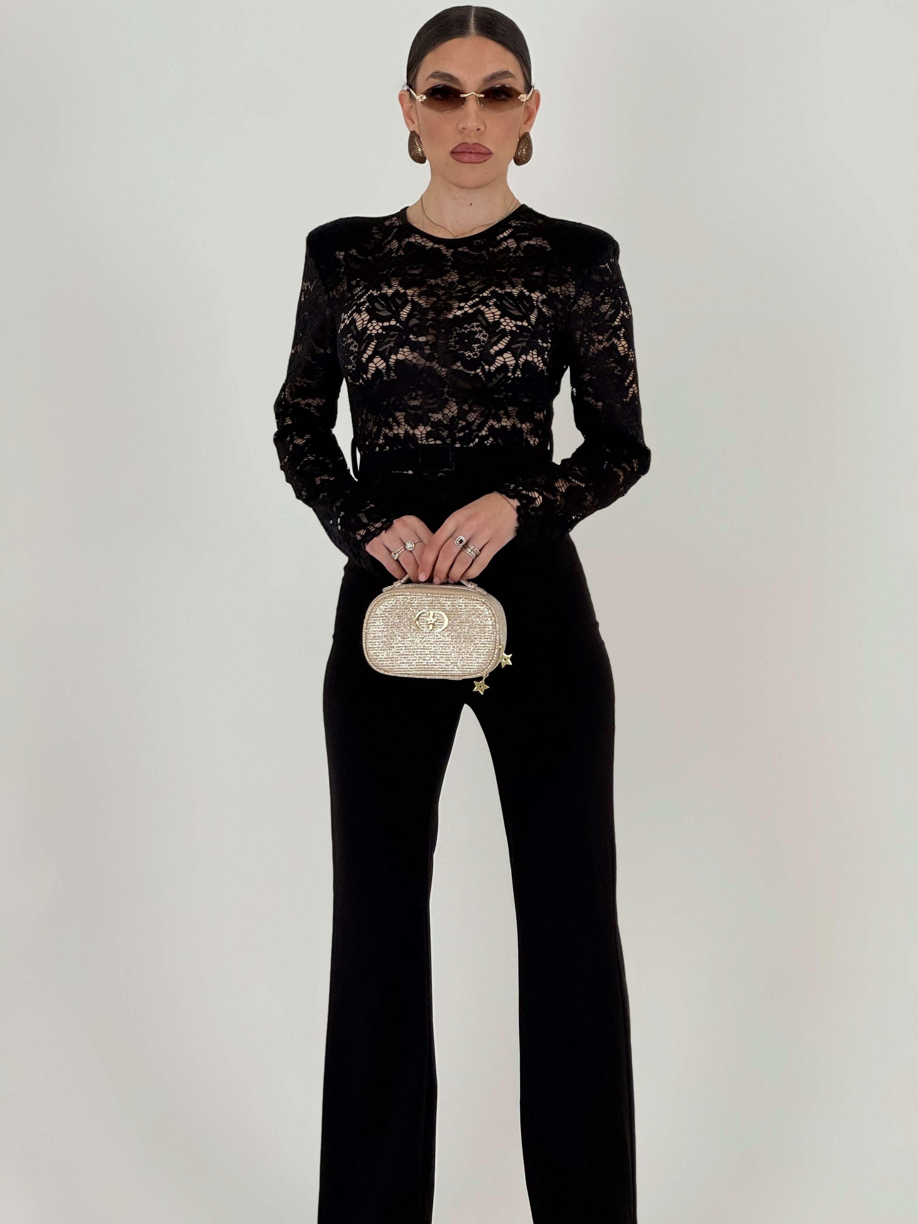 Dantel korsajlı tek parça tulum