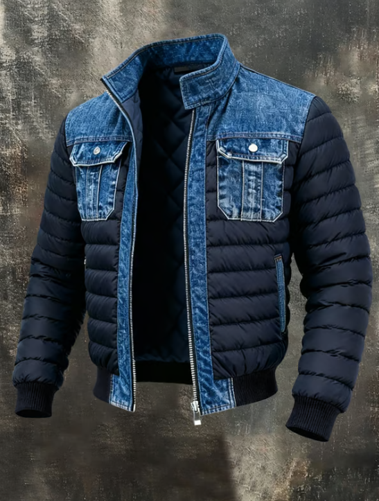Hibrit Denim Kapitone Mavi Mont