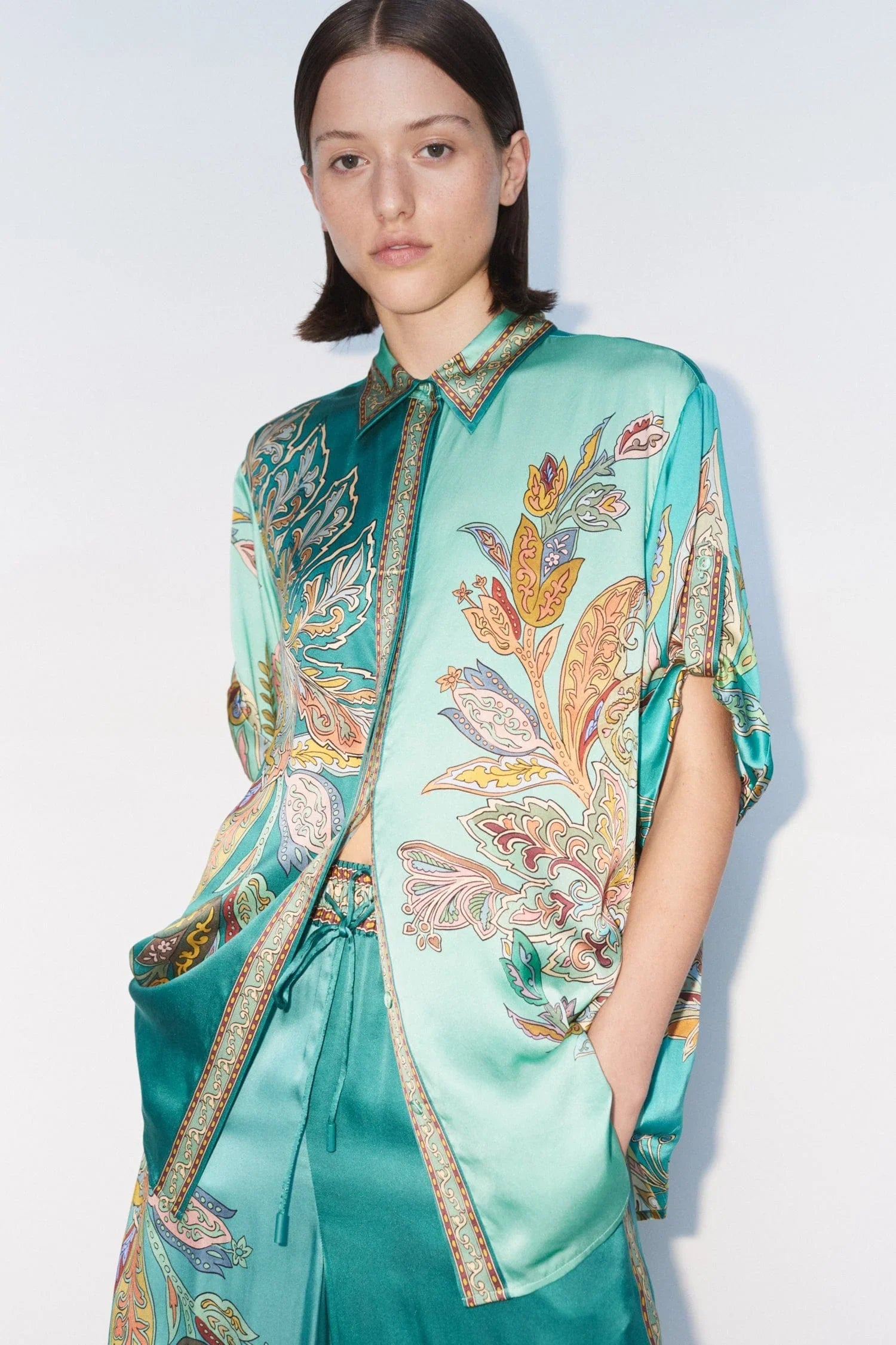 Emerald Luxe Oversized Shirt Takım